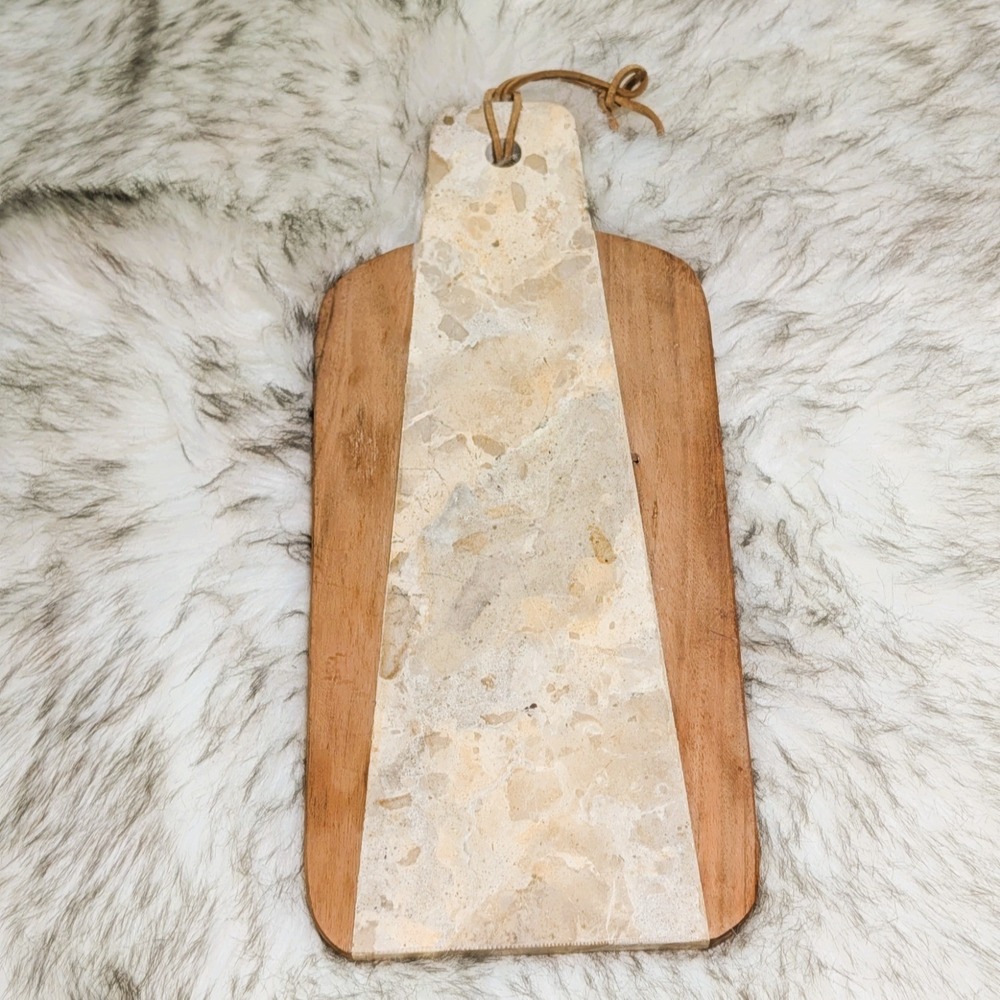 Anthropologie Marbled Acacia Cheese Board